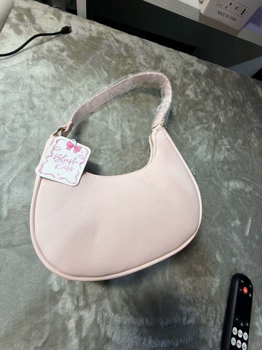 Blush Kiss Light Pink Crescent Shoulder Bag